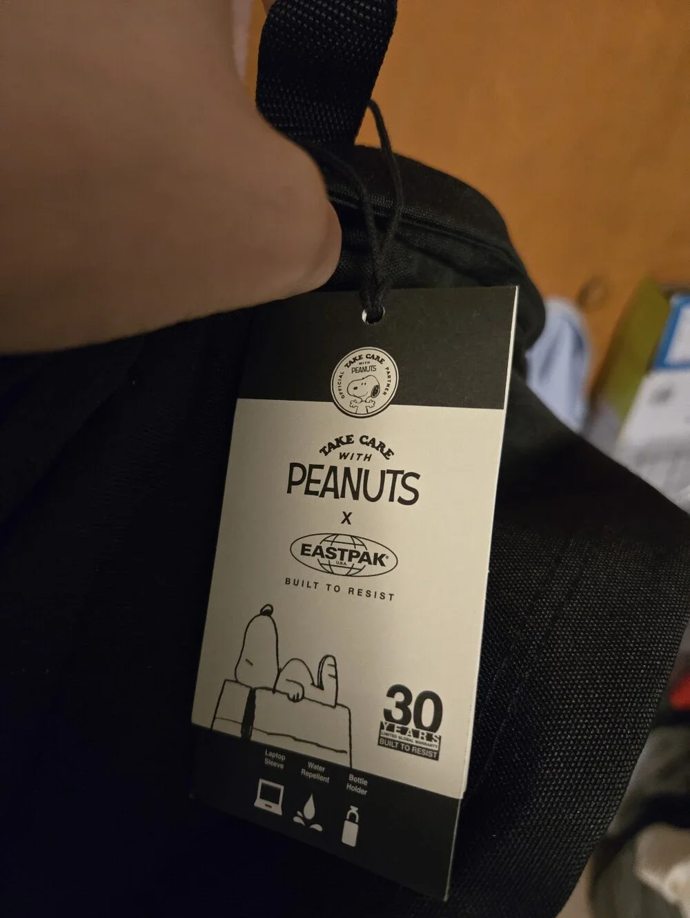 New Eastpak Black Snoopy Graphic Backpack